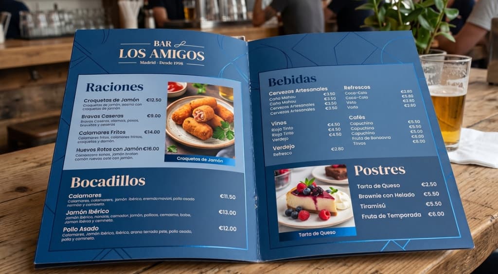 Diseño de carta física para restaurante